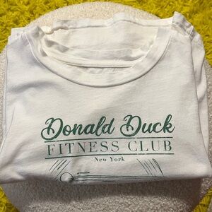 White Donald Duck Fitness Club Cropped T-Shirt